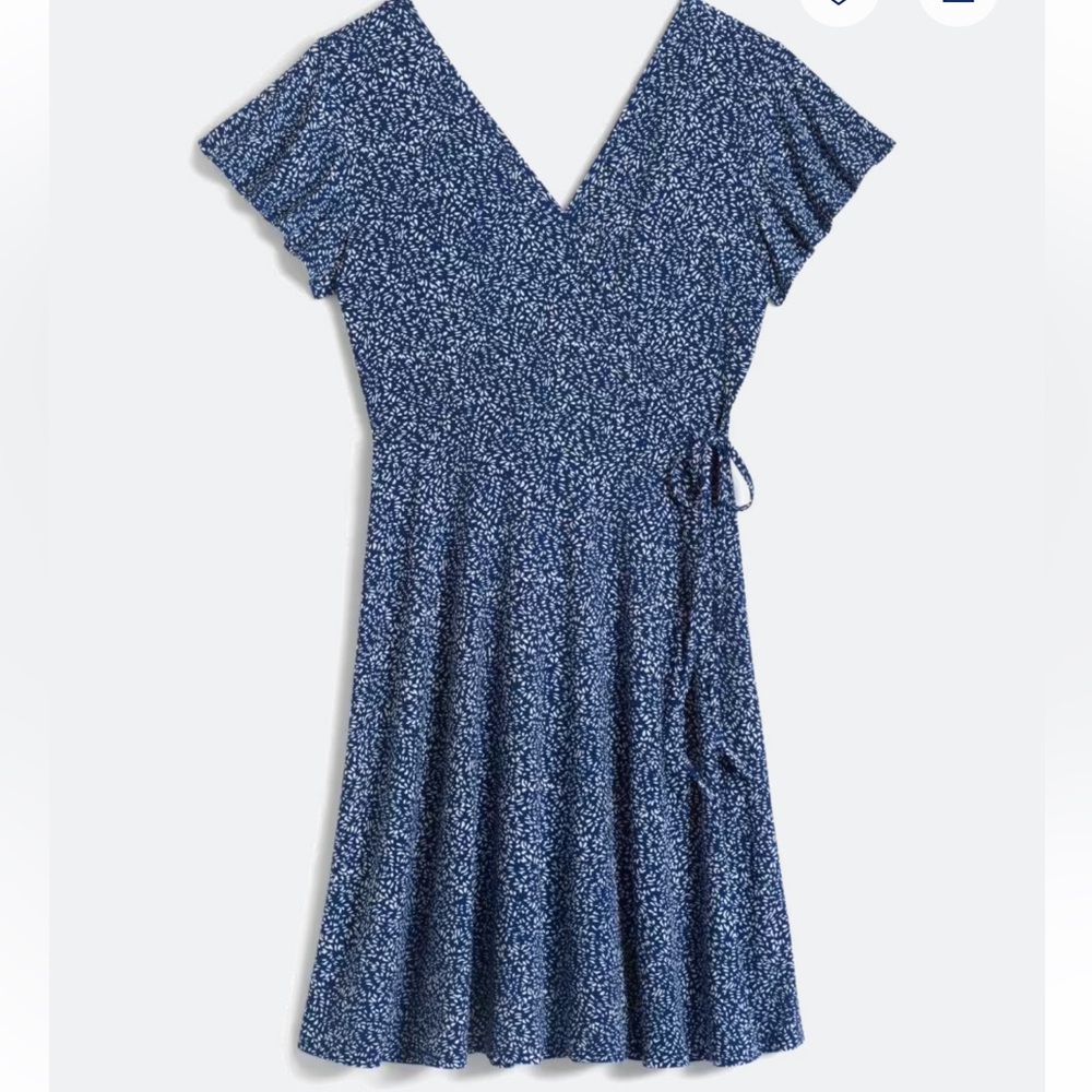 Blue Floral V-Neck Dress